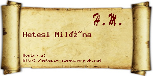 Hetesi Miléna névjegykártya